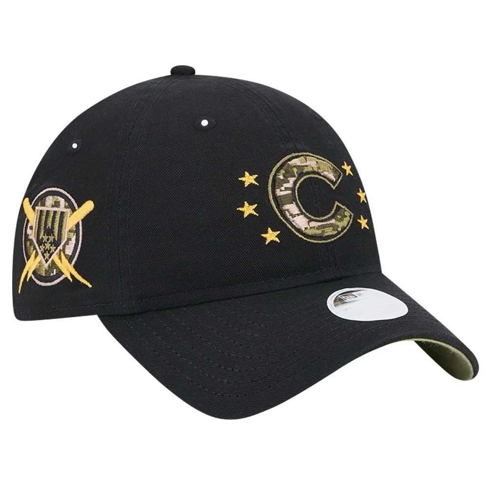 Women's New Era Black Chicago‎ Cubs 2024 Armed Forces Day 9TWENTY Adjustable Hat